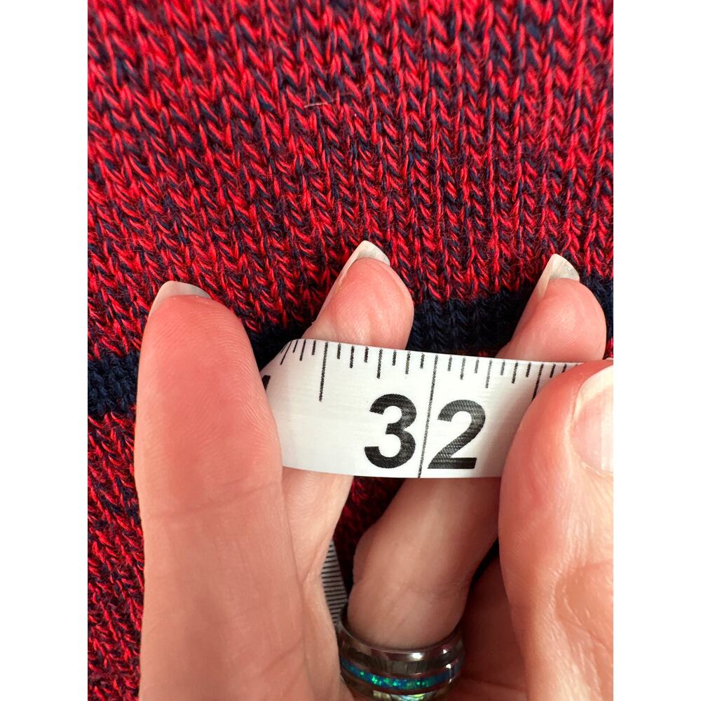 Vintage Skirt Womens Medium Red Striped Midi Navy Blue Knit Cotton Made USA - Picture 7 of 7